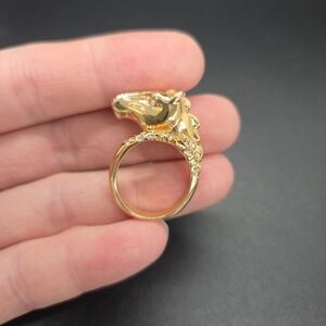 Vintage 18K H.G.E. American Ring Co. Horse Head Wrap-Around Gold Plated Ring 6.5